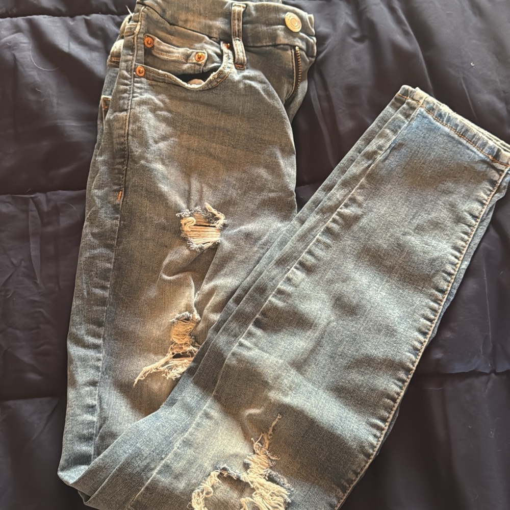 Aeropostale Distressed Skinny Jeans - Blue